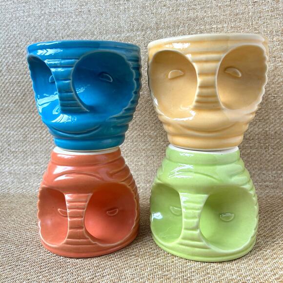 Tiki Farm Moai Mug Set of 4 Multicolor Ceramic Tiki Mugs Made in Mexico - Picture 2 of 11